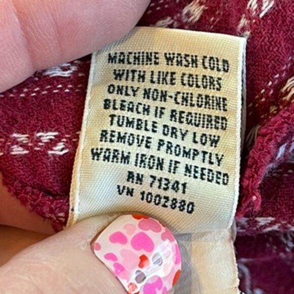 L.L. Bean Vintage Red White Flannel Nightgown Small Long Sleeves - Picture 8 of 9